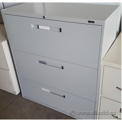 Global Grey 36" 3 Drawer Lateral File Cabinet, Locking